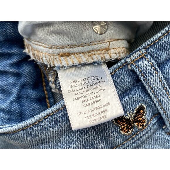 LOVE FIRE Womens Size 3 Embroidered Butterfly Tapered High Waist Mom Blue Jeans - Picture 8 of 9